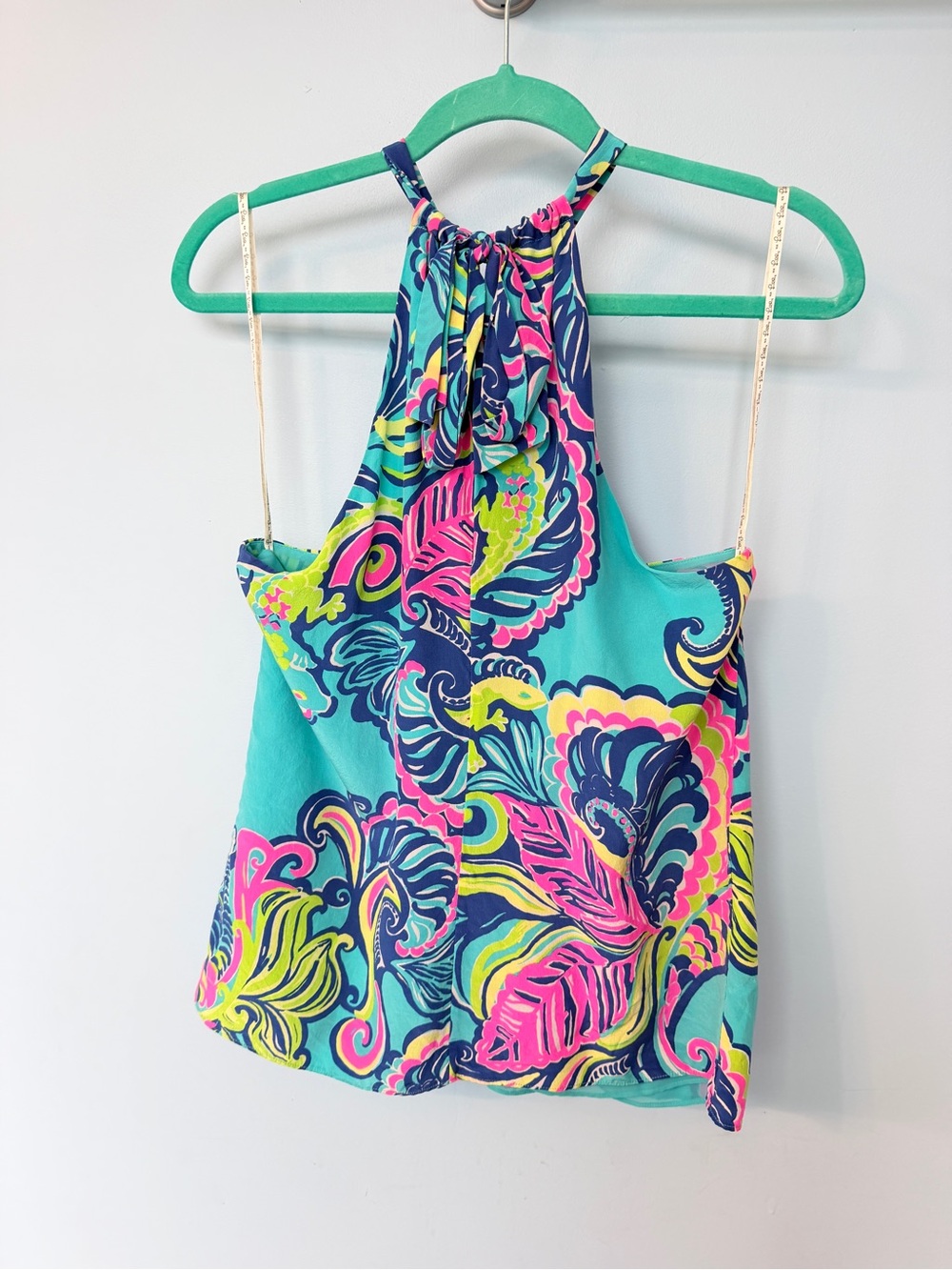 Lilly Pulitzer Cassandra Silk Halter Top Private Island Play Size M